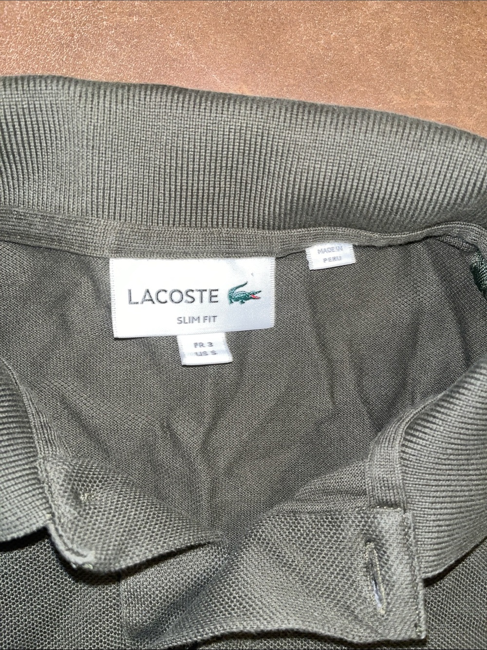 Lacoste Men’s Olive Green Pique Polo with Crocodile Logo - Picture 3 of 7